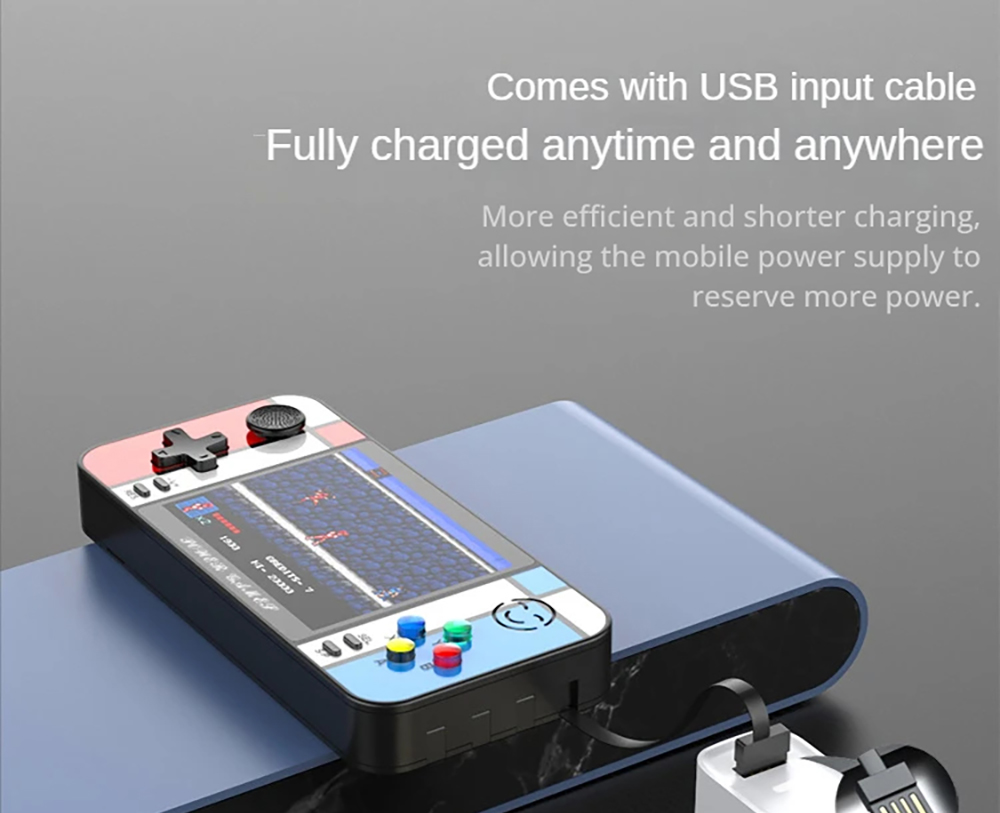 D41 2-in-1 Handheld Game Console with 2 Gamepads, Power Bank, 500