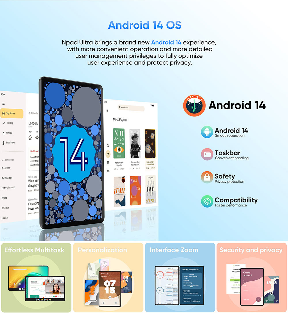 N-one Npad Ultra Android 14 Tablet 12'' 2000*1200 Incell Screen Snapdragon 685 8 Cores Max 2 80GHz 8GB 12GB Expansion RAM 12