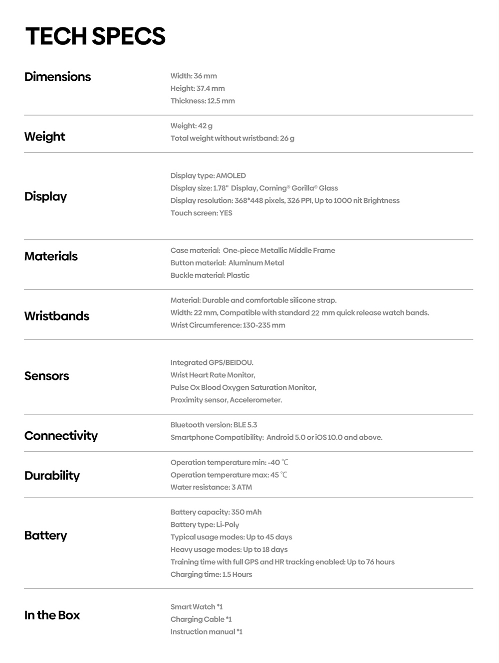 Zeblaze Beyond 3 Plus Smartwatch 1 78'' AMOLED Screen Health Monitoring GPS Positioning Bluetooth Calling 60 Workout Mode