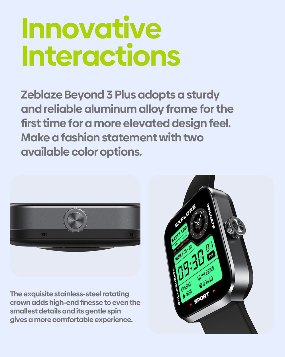 Zeblaze Beyond 3 Plus Smartwatch 1 78'' AMOLED Screen Health Monitoring GPS Positioning Bluetooth Calling 60 Workout Mode