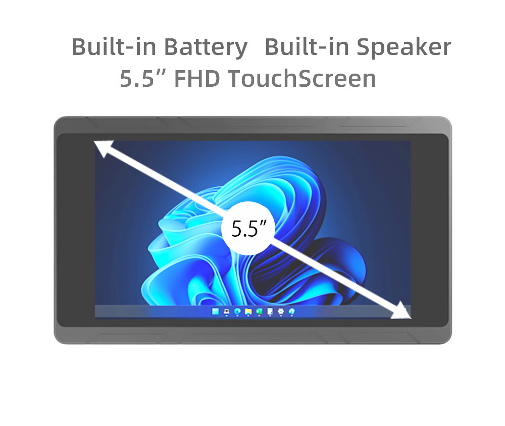 meenhong JX5 Touchscreen Mini PC  5 5'' 1920x1080 LCD Screen  Intel N100 4 Cores Max 3 4GHz  12GB LPDDR5 RAM 128GB SSD  WiFi 6