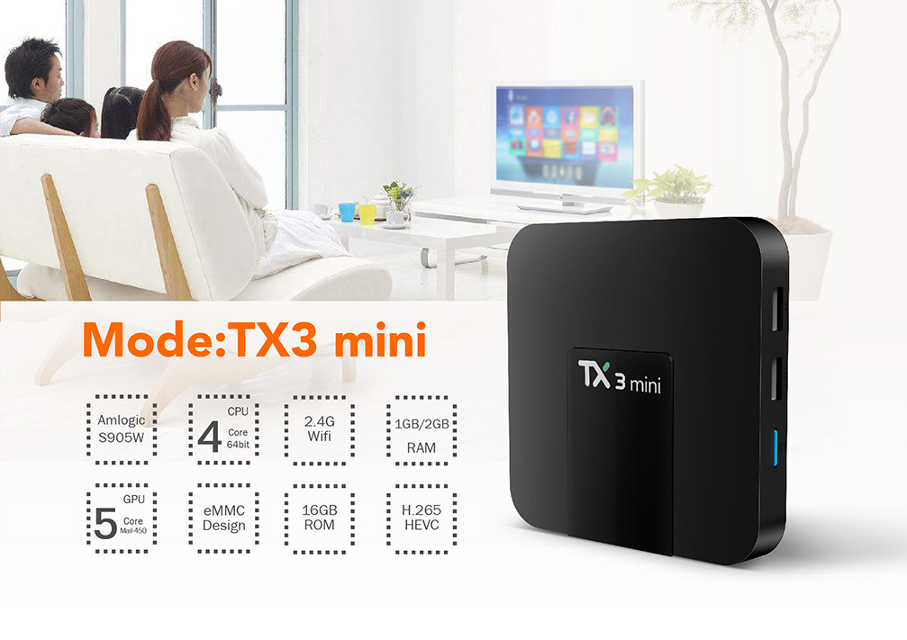 TANIX TX3 MINI Android 7.1 KODI 17.3 Amlogic S905W 4K TV Box 2GB/16GB WIFI LAN