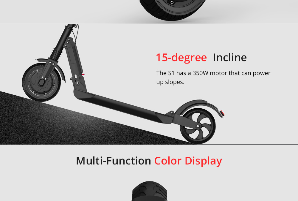 KUGOO S1 LCD Display Foldable Electric Scooter - 350W Motor & 6Ah Battery 