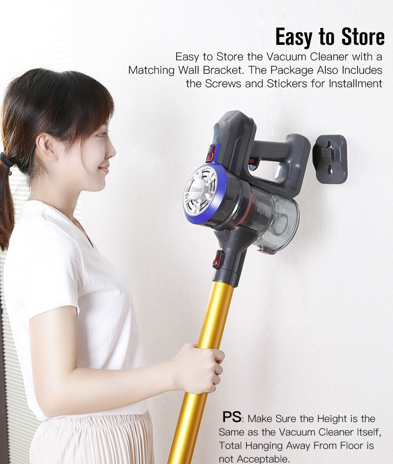 Dibea D18 Cordless Stick Vacuum Cleaner 9000Pa Suction LED Light 2 in 1 Handheld Car Vacuum - Gold EU Plug