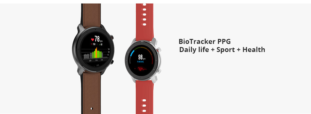 AMAZFIT Xiaomi GTR Smartwatch 1.39 Inch Retina Display 5ATM Water Resistant GPS 47mm - Aluminum Alloy