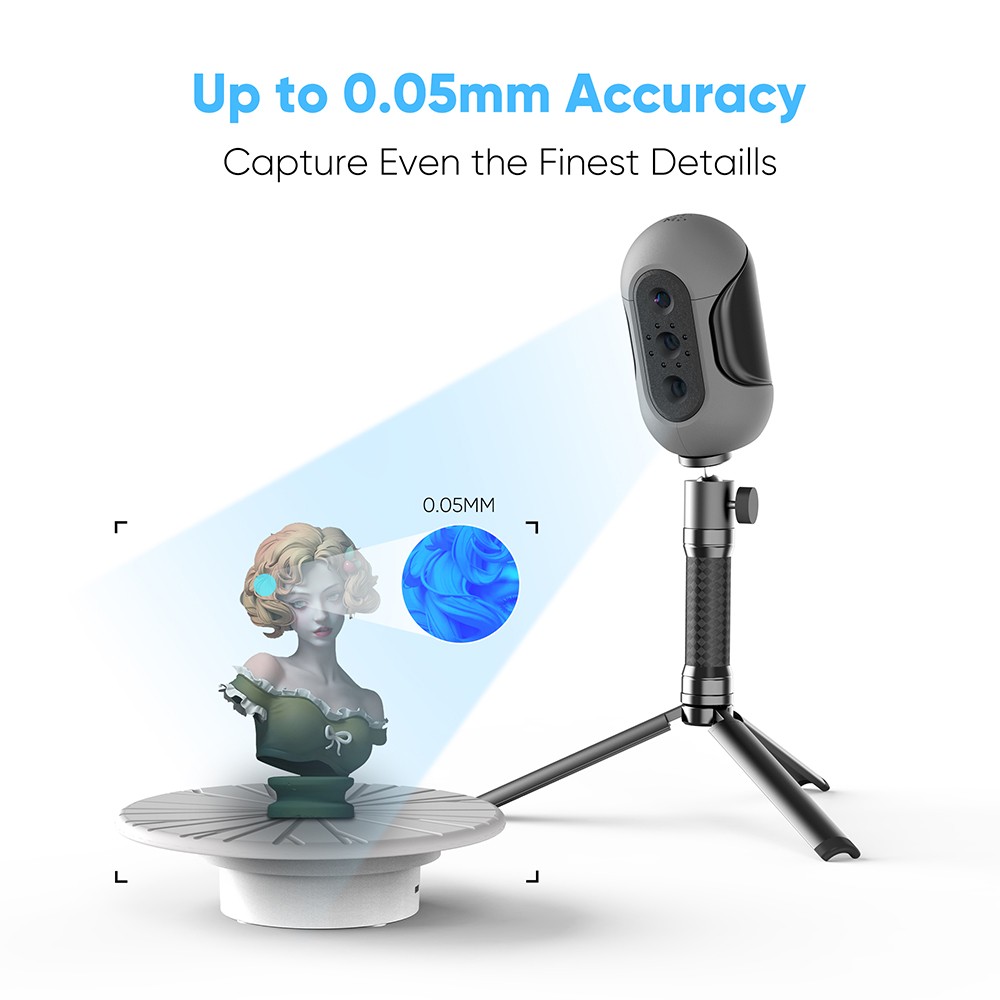 3DMakerpro Mole Premium 3D Scanner, 0.05mm Accuracy, 0.1mm