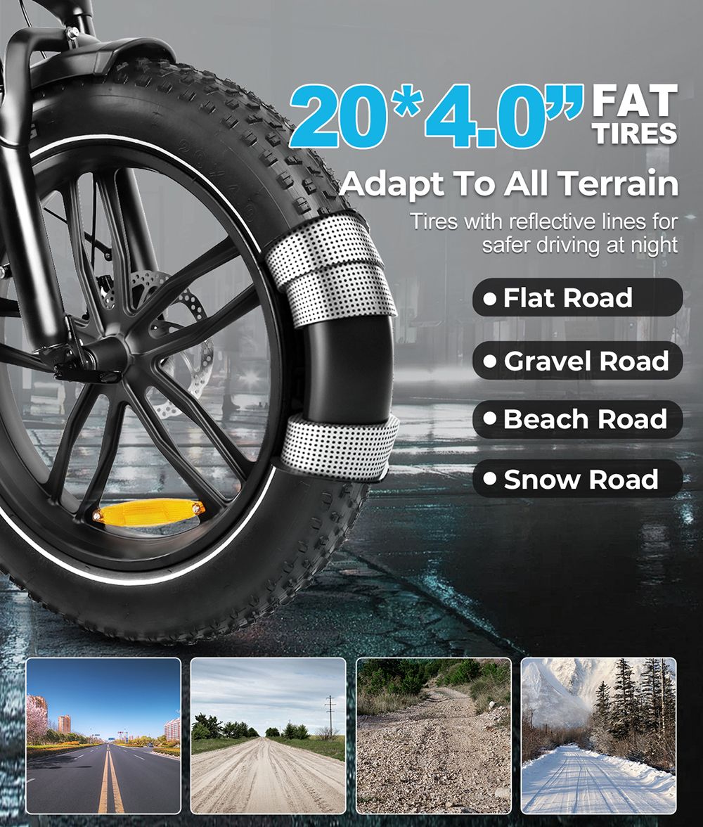 SAMEBIKE C05 Pro Electric Bike 500W Motor 36V 13Ah Battery 20*4-inch Tires 35km/h Max Speed 70km Max Range Mechanical Dis