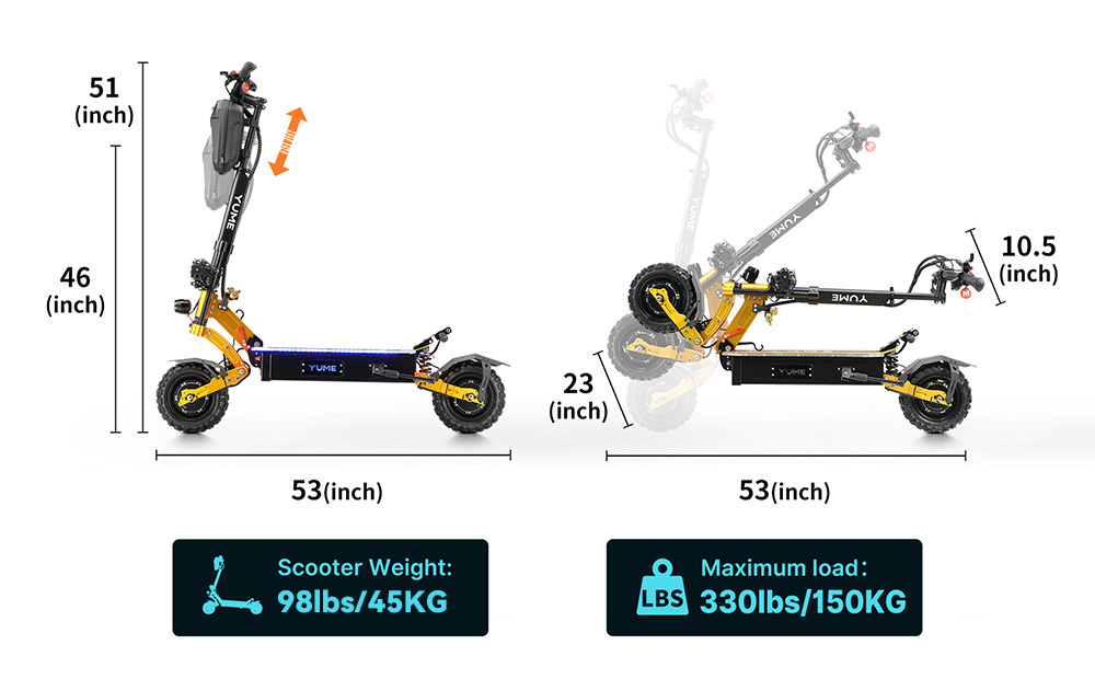 YUME X11 Electric Scooter 3000W*2 Motor 60V 27Ah Battery 11-inch Off-road Fat Tires 80km/h Max Speed 90km Max Range EBS