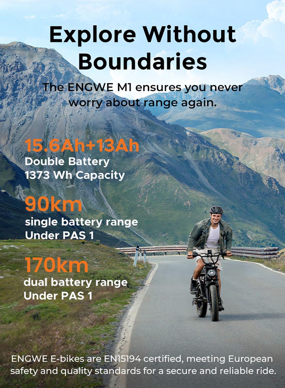 ENGWE M1 Electric Bike 250W Motor 48V 15 6Ah 13Ah Battery 20*4 0 inch Fat Tire 25 km/h Max Speed 170km Range Hydraulic Di