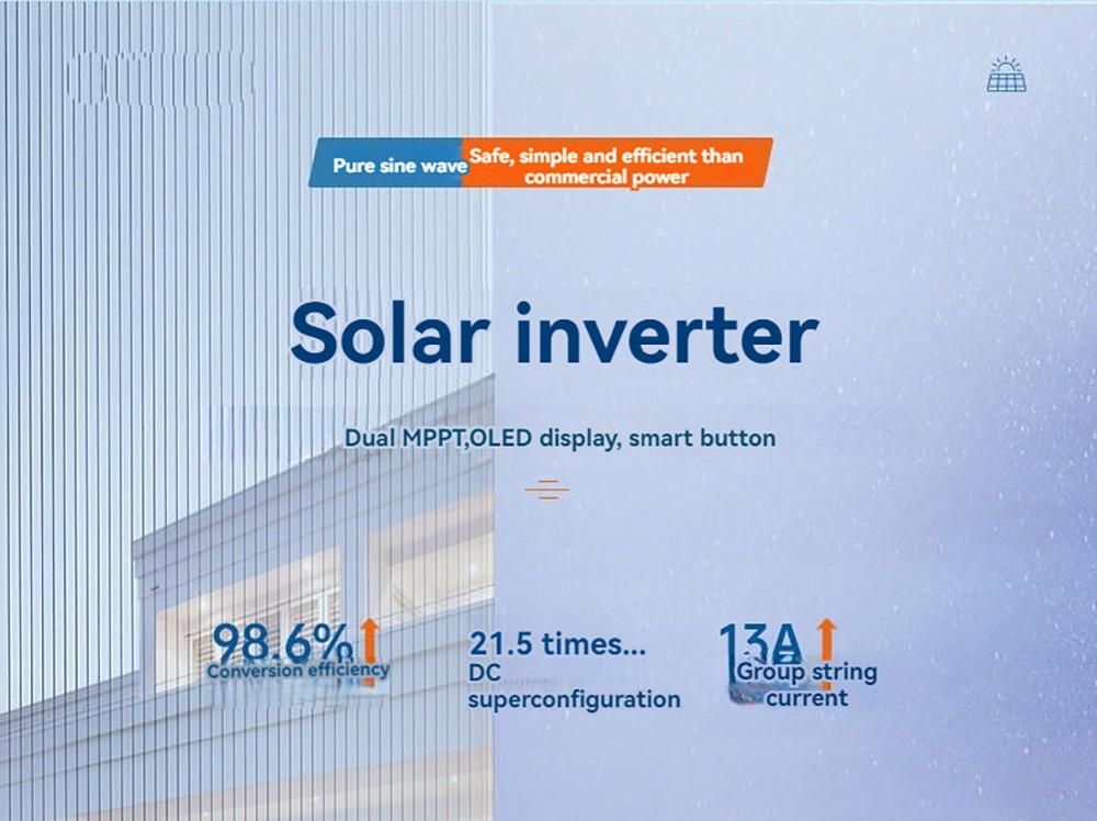 DAXTROMN 6 5KVA Hybrid Solar Inverter  5000W Pure Sine Wave  Max 100A MPPT  Max 500VDC PV Input