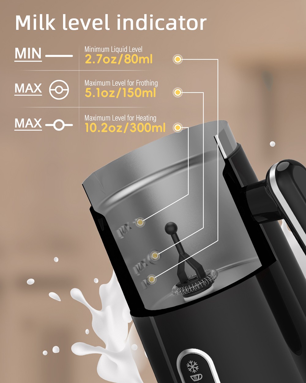 BioloMix BMF101 4 in 1 Electric Milk Frother and Warmer Automatic Hot and Cold for Latte Foam Maker Hot Chocolates Cappuc