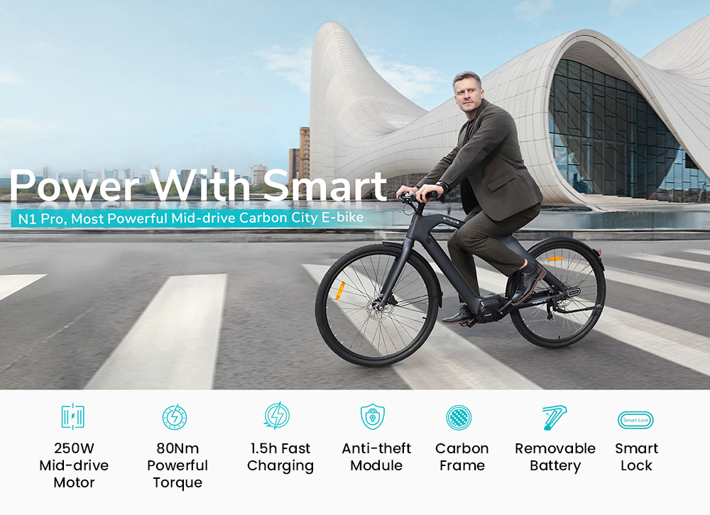 ENGWE MapFour N1 Pro Electric Bike 250W Motor 36V 10Ah Battery 700*42C Spoke Tires 25km/h Max Speed 100km Range Front