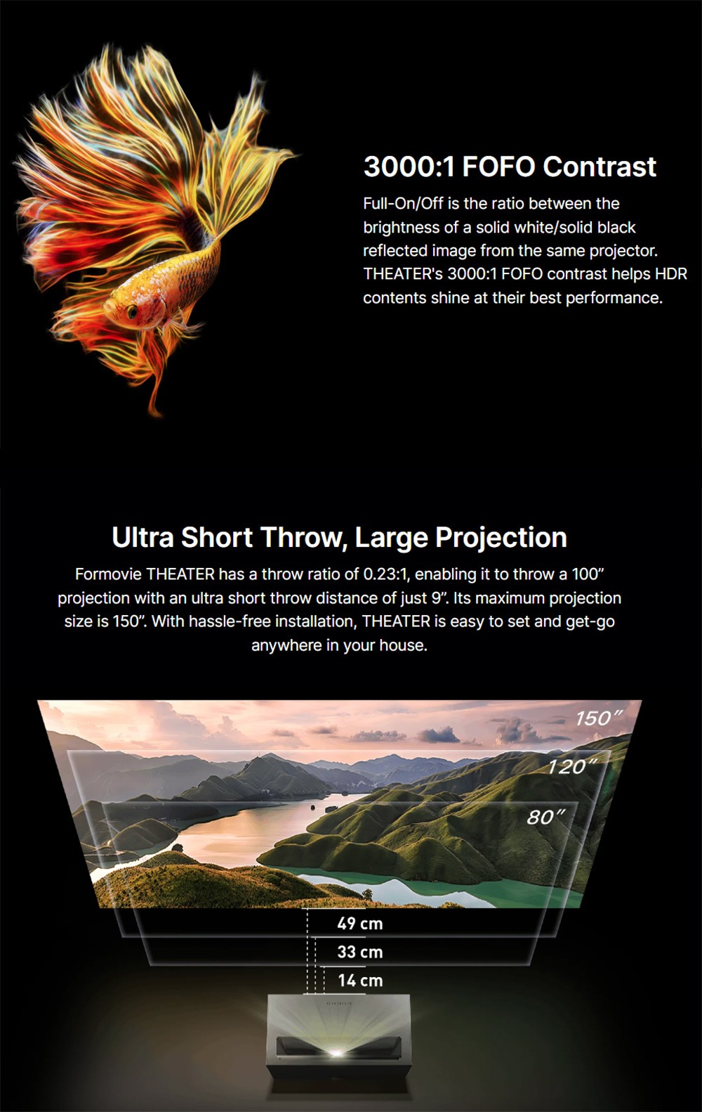 Formovie Theater Ultra Short Throw 4K Laser Projector 1800 ISO Lumens Android TV 11 0 Dolby Vision