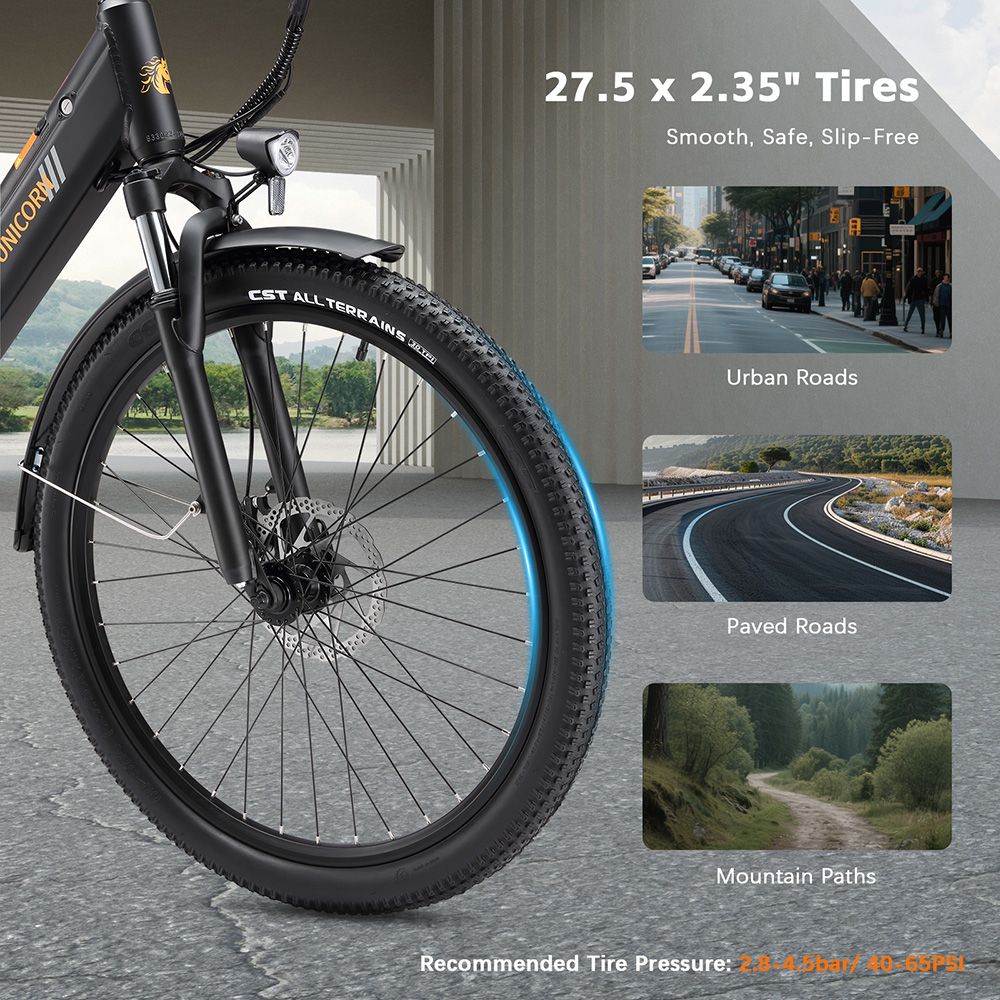 PURE UNICORN U2 Electric Bike 750W Motor 48V 12 8Ah Battery 27 5 inch Tires 45km/h Max Speed 60km Range Mechanical Disc B