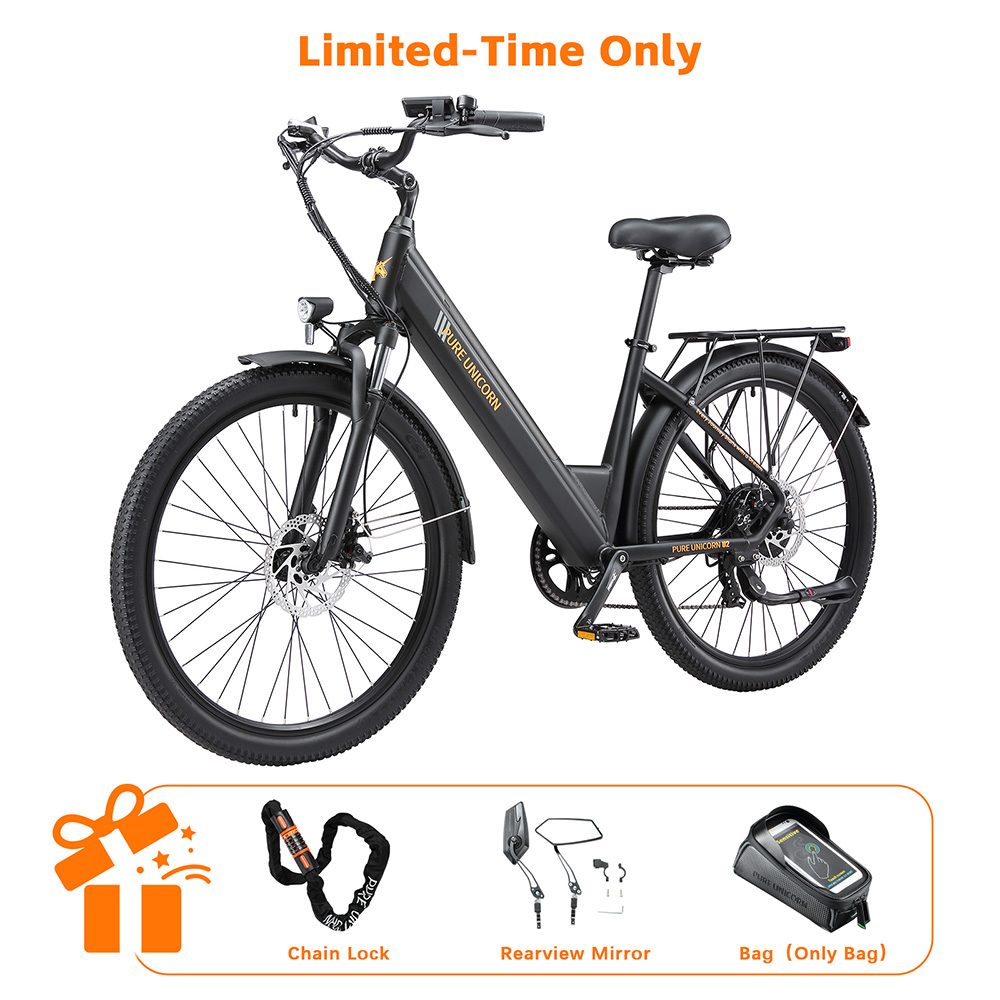 PURE UNICORN U2 Electric Bike 750W Motor 48V 12 8Ah Battery 27 5 inch Tires 45km/h Max Speed 60km Range Mechanical Disc B