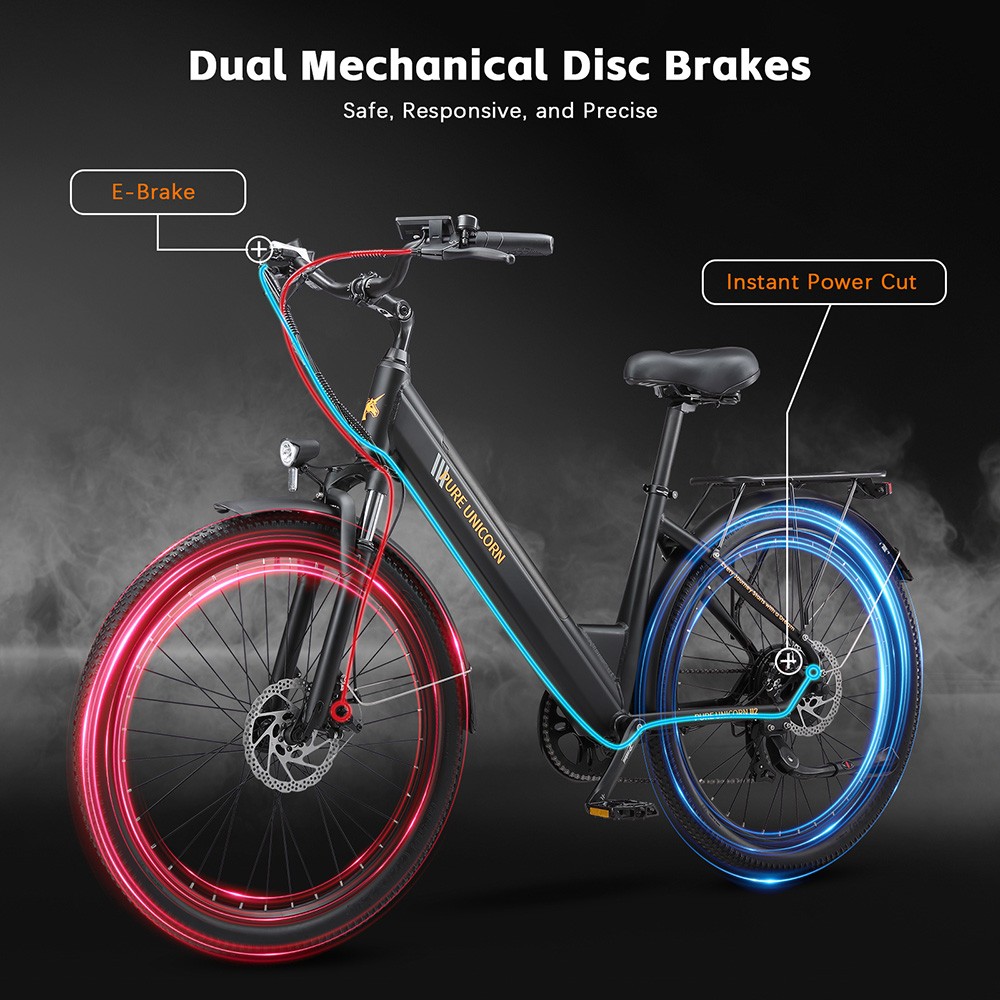 PURE UNICORN U2 Electric Bike 750W Motor 48V 12 8Ah Battery 27 5 inch Tires 45km/h Max Speed 60km Range Mechanical Disc B