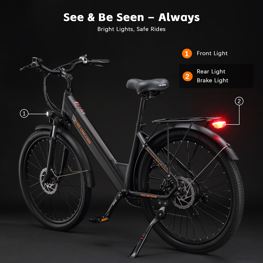 PURE UNICORN U2 Electric Bike 750W Motor 48V 12 8Ah Battery 27 5 inch Tires 45km/h Max Speed 60km Range Mechanical Disc B