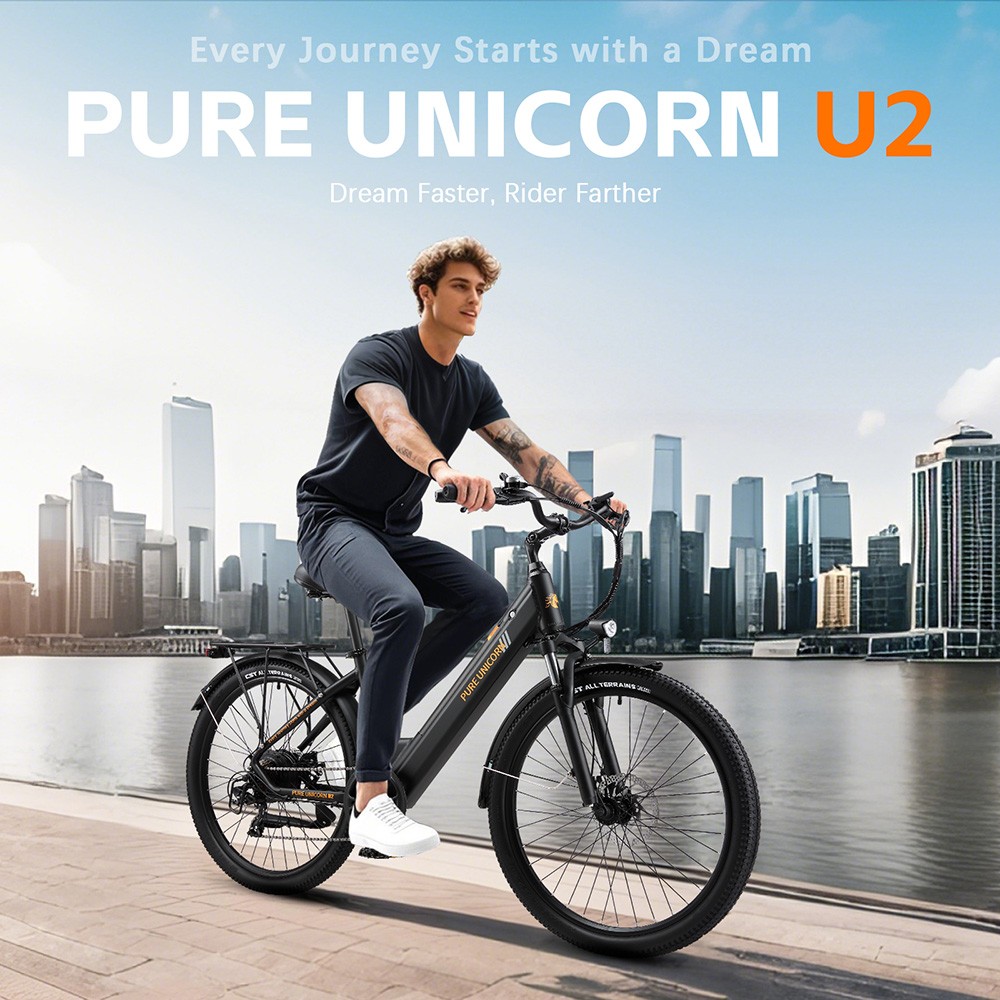 PURE UNICORN U2 Electric Bike 750W Motor 48V 12 8Ah Battery 27 5 inch Tires 45km/h Max Speed 60km Range Mechanical Disc B