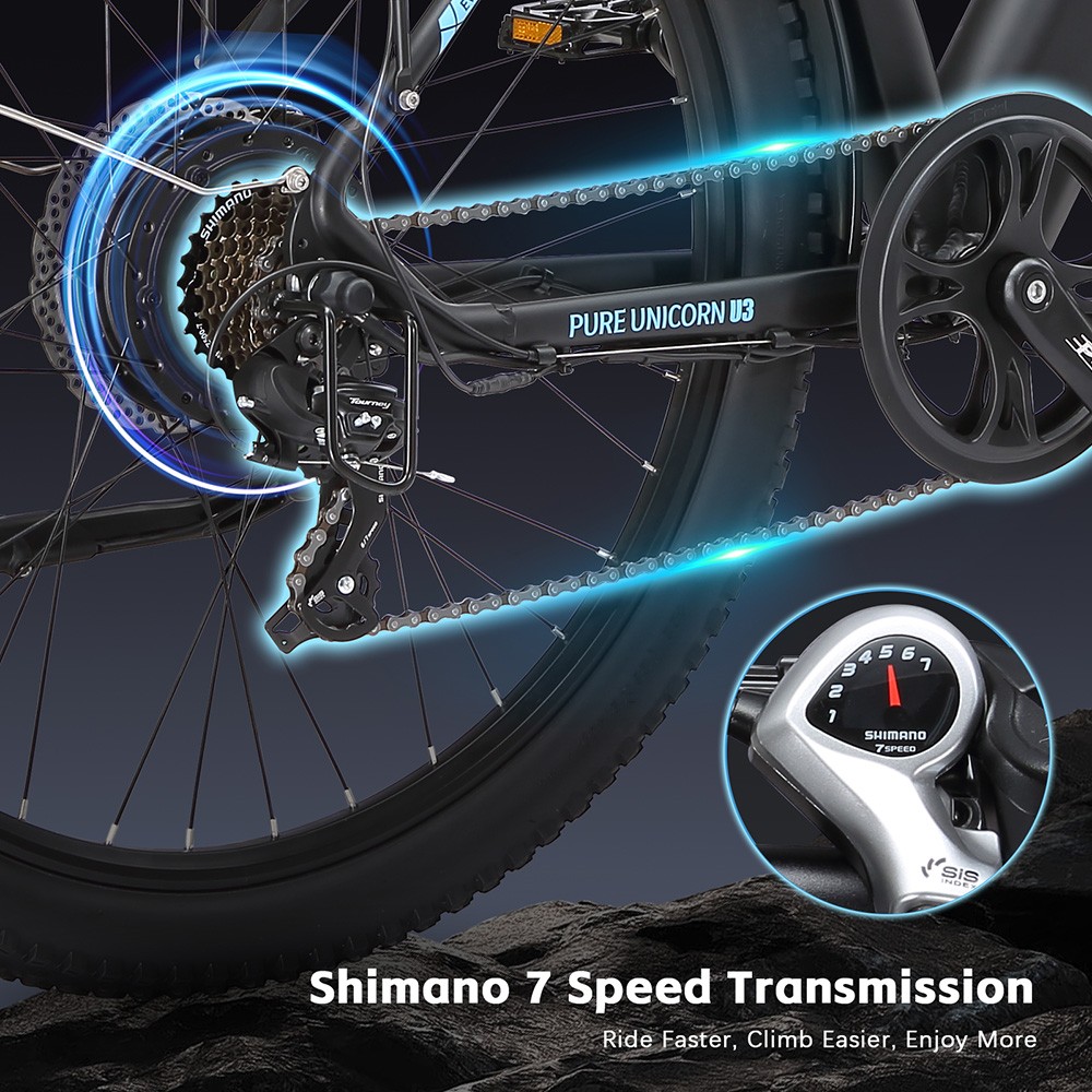PURE UNICORN U3 Electric Bike 750W Motor 48V 12 8Ah Battery 29 inch Tires 45km/h Max Speed 60km Range Mechanical Disc Bra