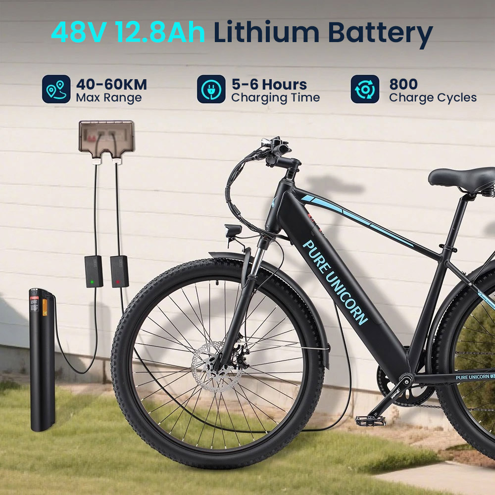 PURE UNICORN U3 Electric Bike 750W Motor 48V 12 8Ah Battery 29 inch Tires 45km/h Max Speed 60km Range Mechanical Disc Bra