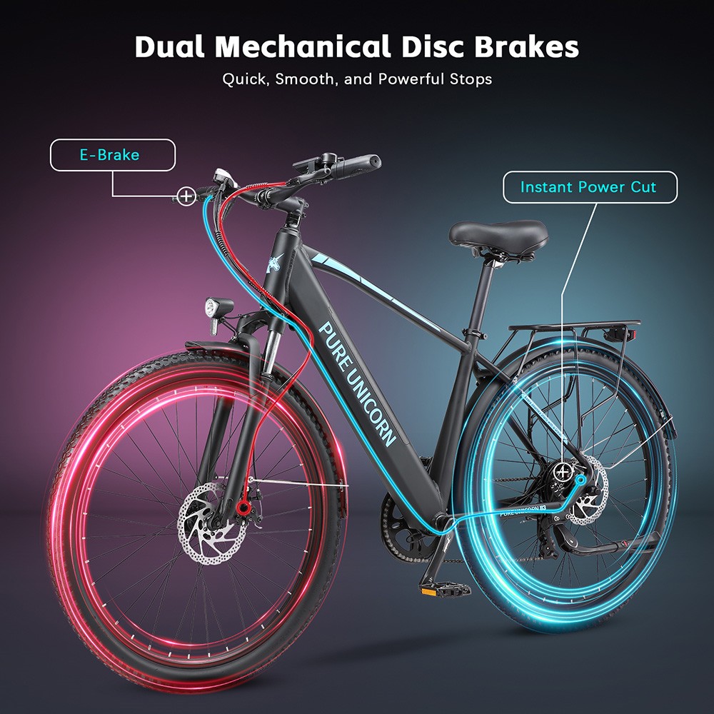PURE UNICORN U3 Electric Bike 750W Motor 48V 12 8Ah Battery 29 inch Tires 45km/h Max Speed 60km Range Mechanical Disc Bra