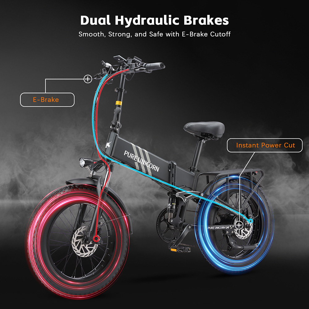 Foldable Electric Bike PURE UNICORN U4, 1000W Motor, 48V 15Ah Battery ...