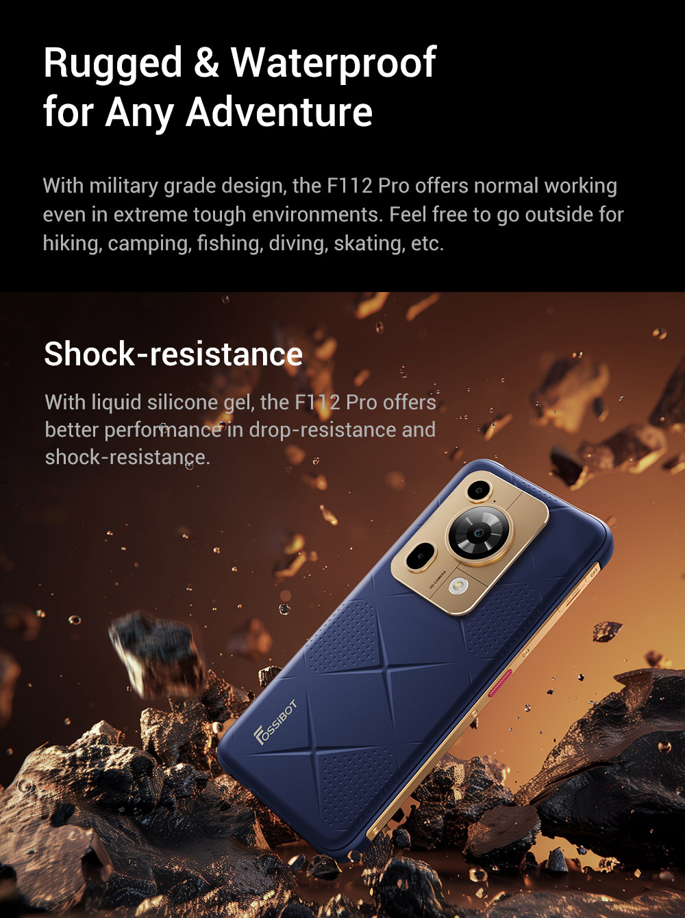 FOSSiBOT F112 Pro 5G Rugged Phone 50MP 5MP Rear Camera 7150mAh Battery 6 88inch HD Screen 8GB RAM 256GB ROM Android 14 I