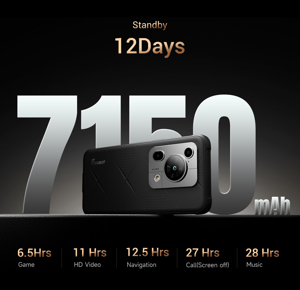 FOSSiBOT F112 Pro 5G Rugged Phone 50MP 5MP Rear Camera 7150mAh Battery 6 88-inch HD Screen 8GB RAM 256GB ROM Android 14