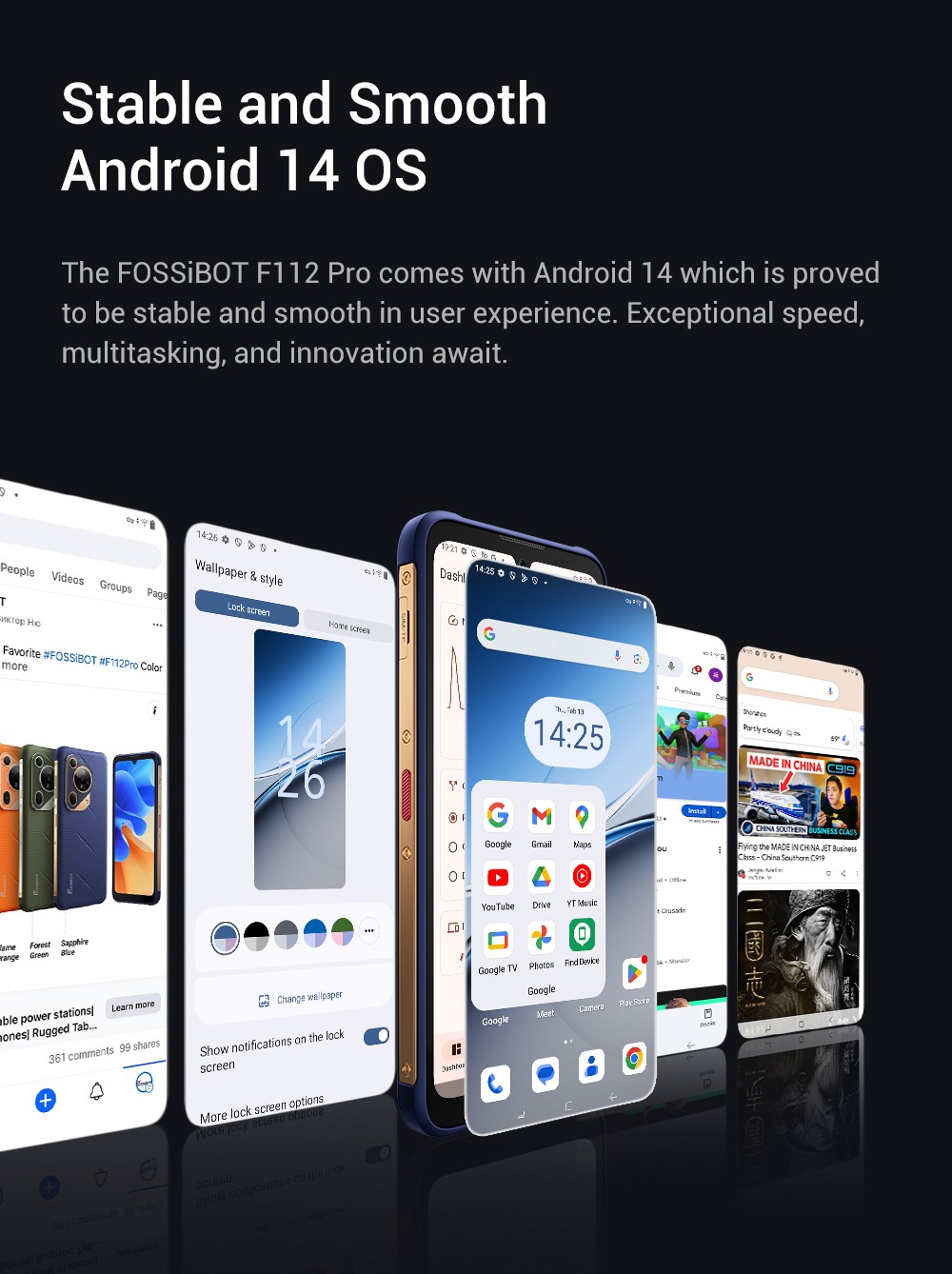 FOSSiBOT F112 Pro 5G Rugged Phone 50MP 5MP Rear Camera 7150mAh Battery 6 88-inch HD Screen 8GB RAM 256GB ROM Android 14