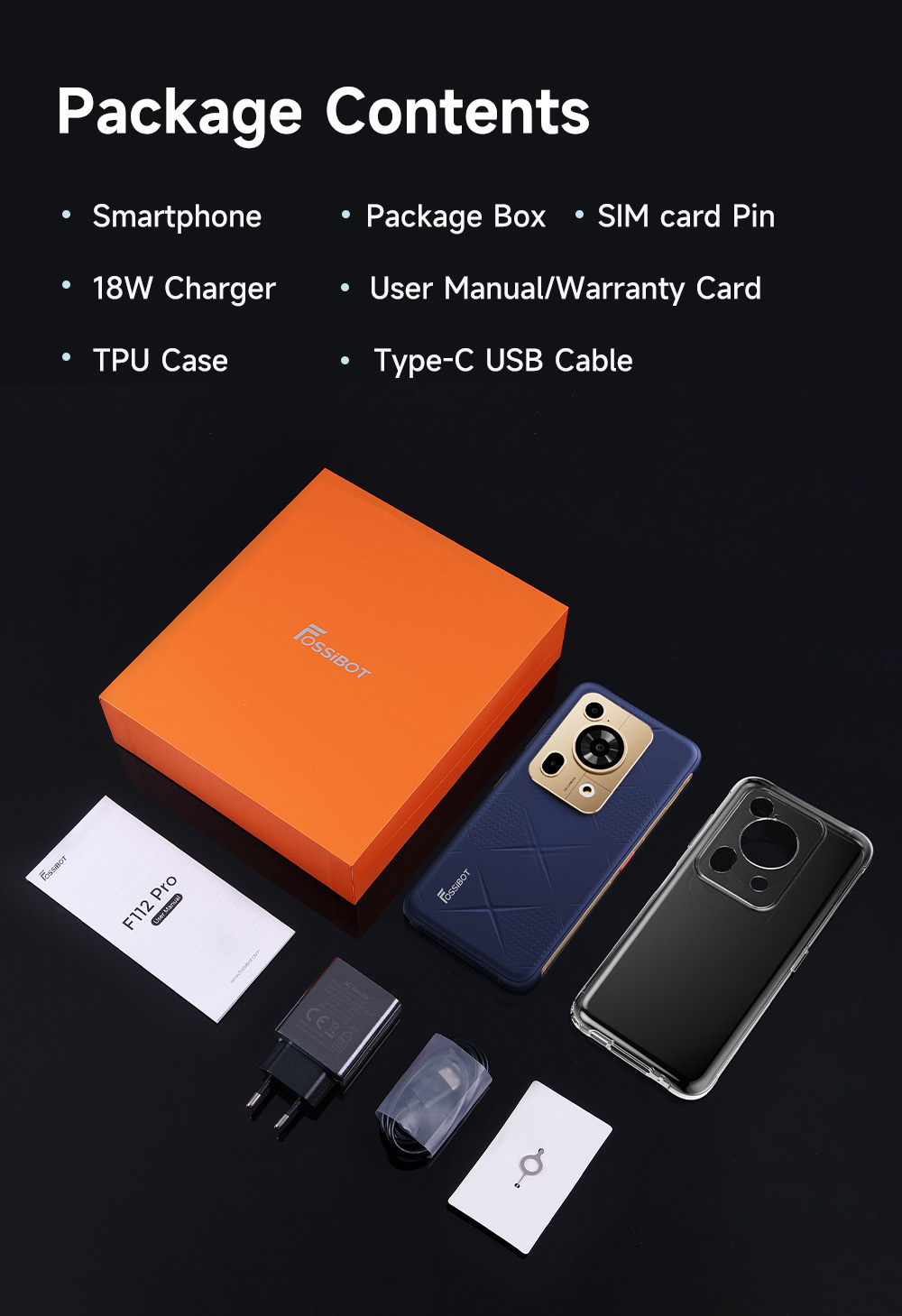 FOSSiBOT F112 Pro 5G Rugged Phone 50MP 5MP Rear Camera 7150mAh Battery 6 88-inch HD Screen 8GB RAM 256GB ROM Android 14