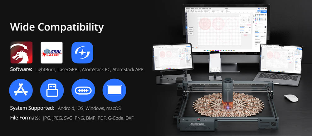48W Laser Engraver ATOMSTACK A40 Pro V2, with Auto Air Assist, 500mm/s ...