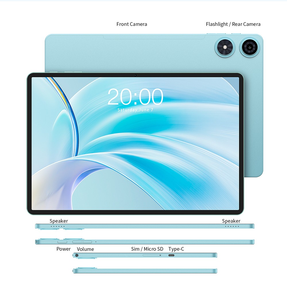 Teclast P50 Android 15 Tablet, 11 inch 800*1280 IPS Screen, Unisoc