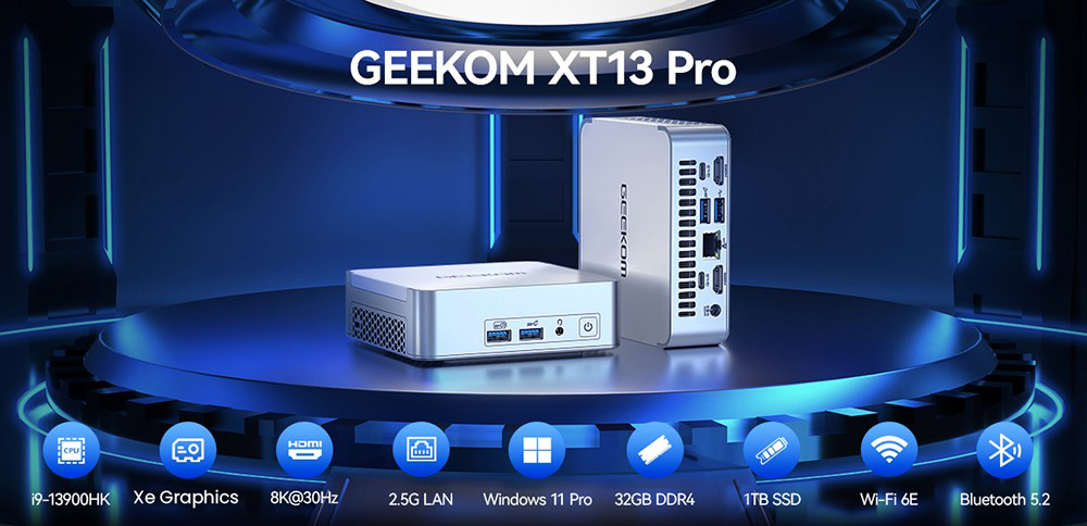 GEEKOM XT13 Pro Mini PC, Intel Core i9-13900HK 14 Core Max 5.4GHz
