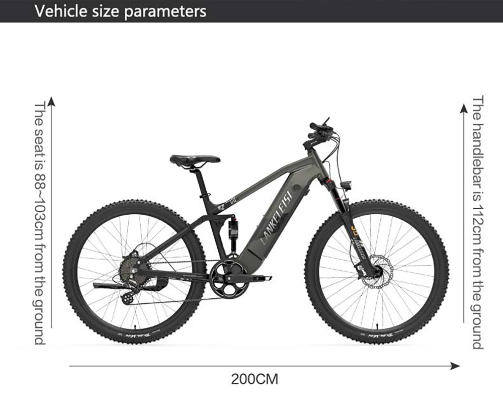LANKELEISI RX600PRO Electric Mountain Bike, 250W Motor, 48V 20Ah