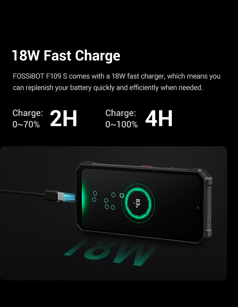 FOSSiBOT F109S Rugged Smartphone Android 15 6 256GB 10600mAh Battery 50MP Camera NFC - EU Plug