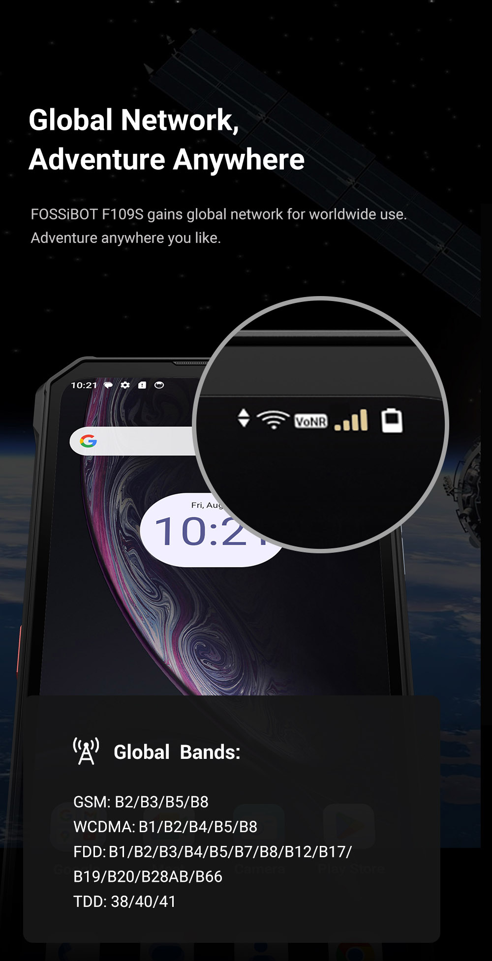 FOSSiBOT F109S Rugged Smartphone Android 15 6 256GB 10600mAh Battery 50MP Camera NFC - EU Plug