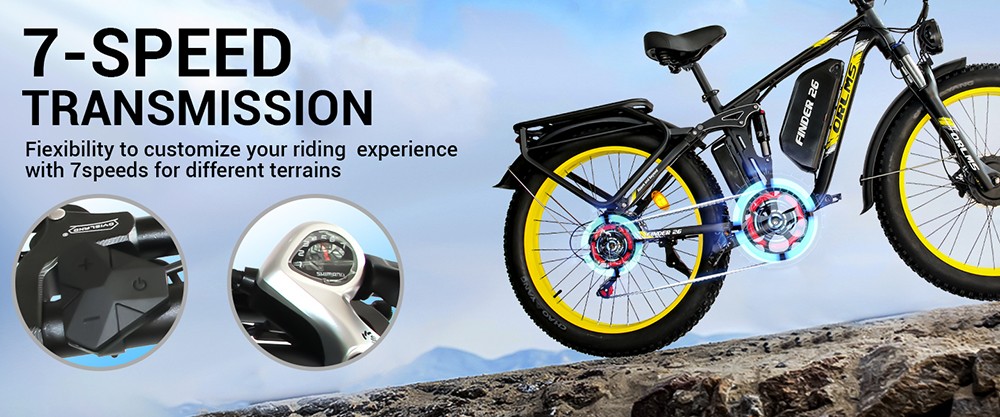 Orlms V3 Electric Bike 1000W*2 Motor 52V 25Ah Battery 26*4 0 inch Tires 26*4 0 inch Tires 60km/h Max Speed 120km Max Rang