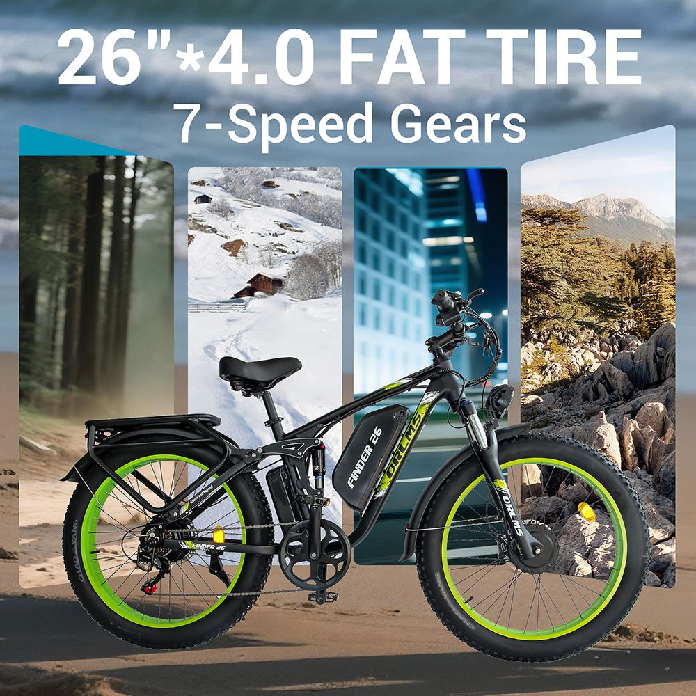 Orlms V3 Electric Bike 1000W*2 Motor 52V 25Ah Battery 26*4 0 inch Tires 26*4 0 inch Tires 60km/h Max Speed 120km Max Rang