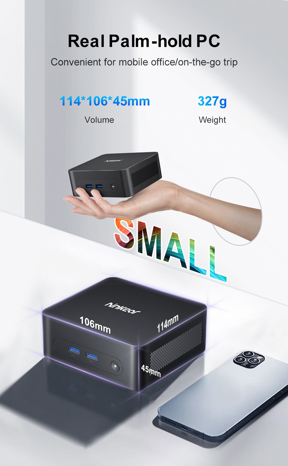 Ninkear N10 Mini PC Intel N100 4 Cores Max 3 4GHz 16GB RAM 512GB SSD 2*HDMI 2 0 4K@60Hz Dual Display 2 4/5GHz WiFi Blueto