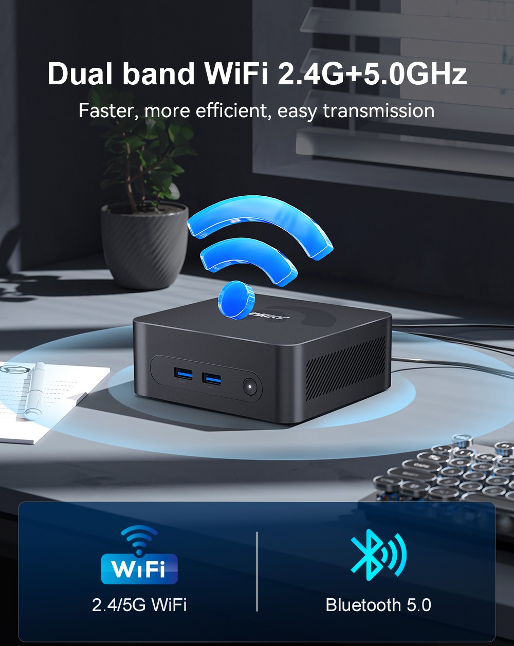 Ninkear N10 Mini PC Intel N100 4 Cores Max 3 4GHz 16GB RAM 512GB SSD 2*HDMI 2 0 4K@60Hz Dual Display 2 4/5GHz WiFi Blueto