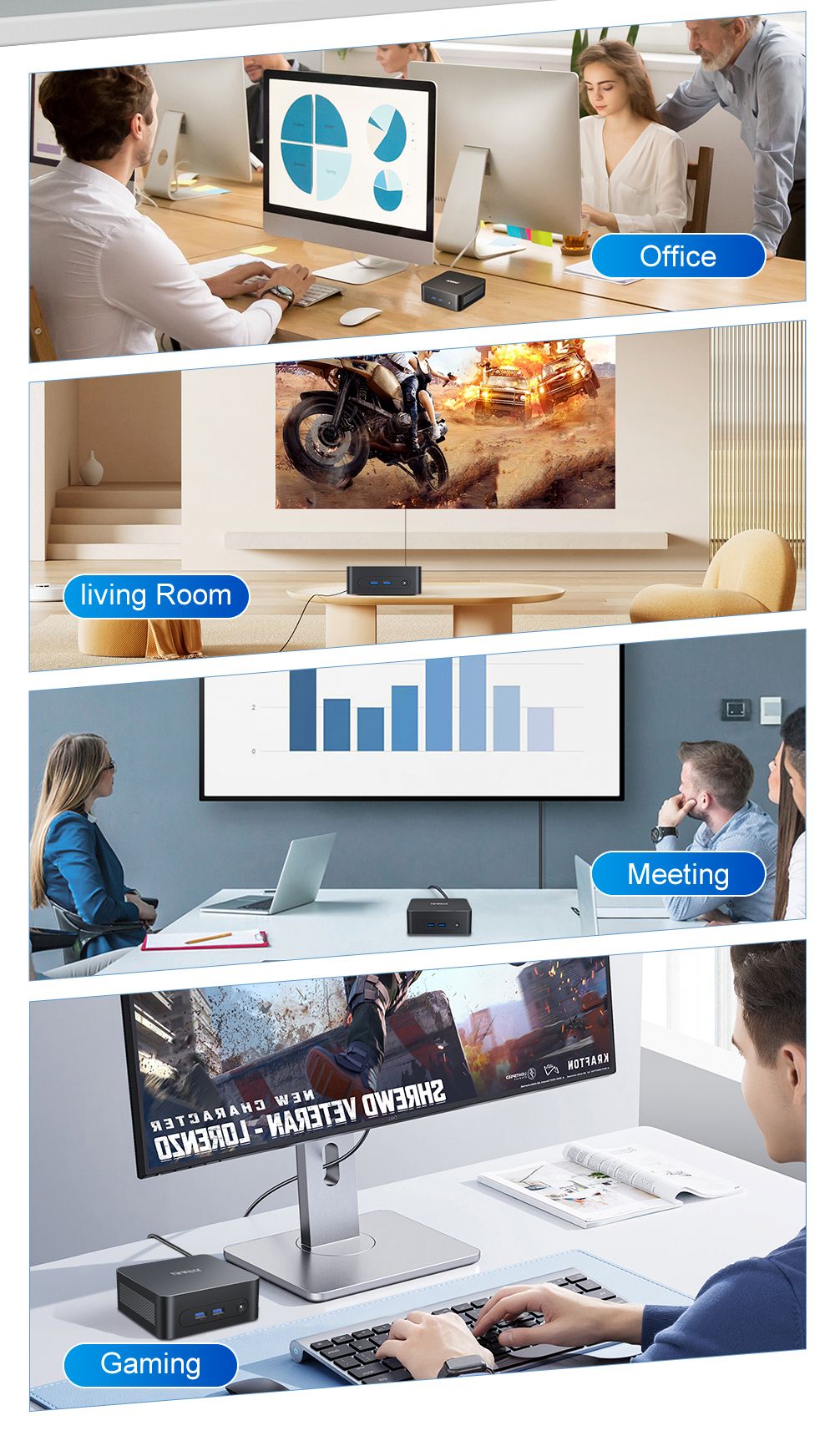 Ninkear N10 Mini PC Intel N100 4 Cores Max 3 4GHz 16GB RAM 512GB SSD 2*HDMI 2 0 4K@60Hz Dual Display 2 4/5GHz WiFi Blueto