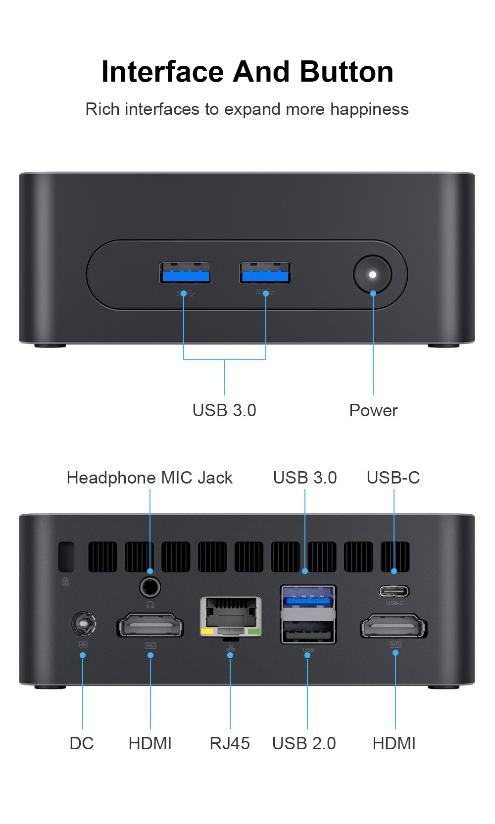 Ninkear N10 Mini PC Intel N100 4 Cores Max 3 4GHz 16GB RAM 512GB SSD 2*HDMI 2 0 4K@60Hz Dual Display 2 4/5GHz WiFi Blueto