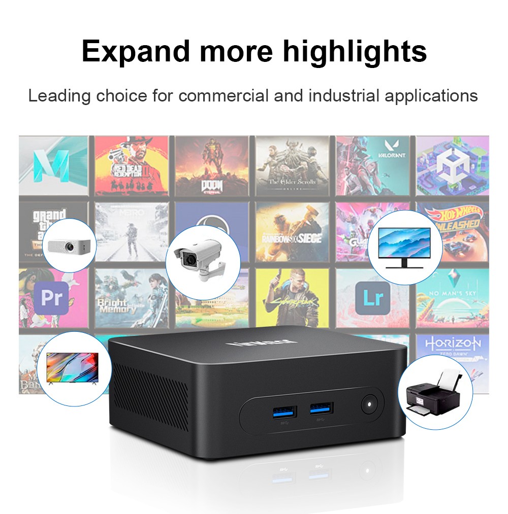 Ninkear N10 Mini PC Intel N100 4 Cores Max 3 4GHz 16GB RAM 512GB SSD 2*HDMI 2 0 4K@60Hz Dual Display 2 4/5GHz WiFi Blueto
