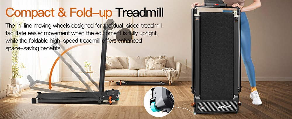 Akluer 520A-B Dual-Sided Walking Pad with Handle 2 5HP Quiet Motor 4MPH Max Speed 150kg Capacity Dual LED Display Manual I