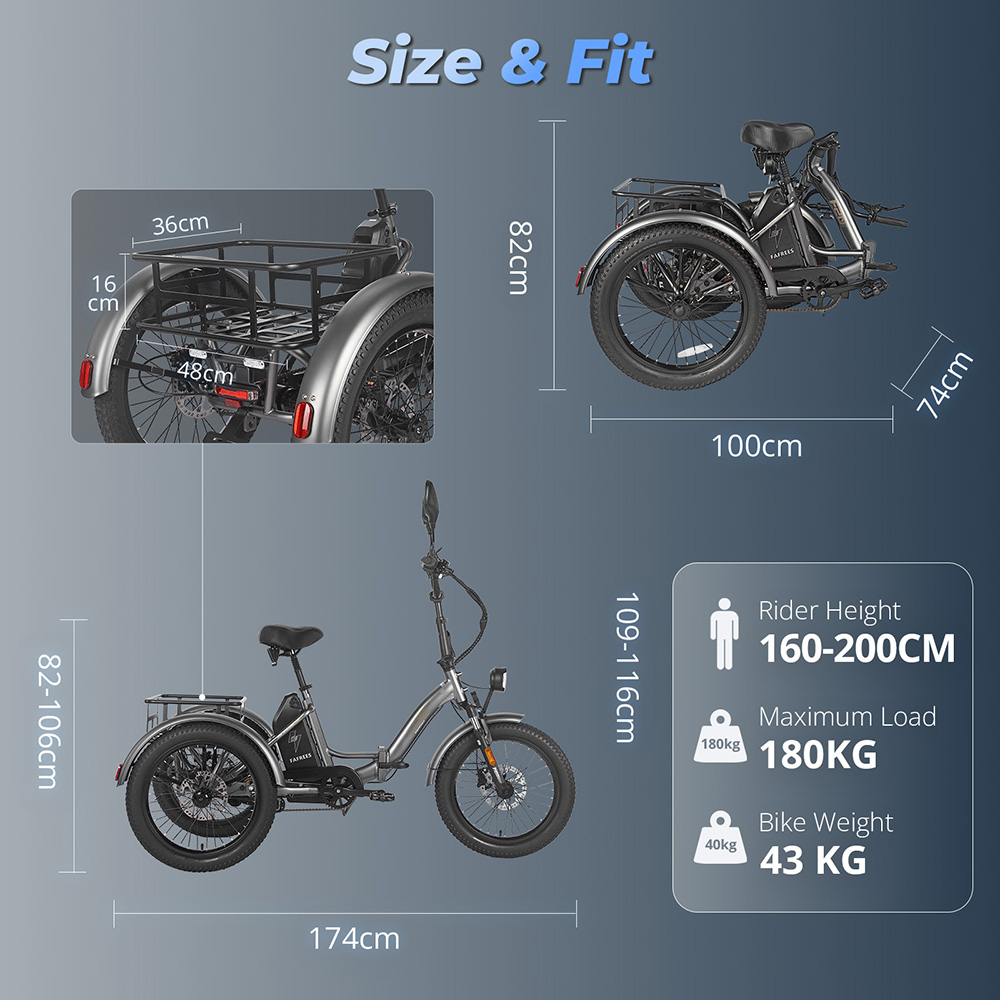 Fafrees F20 Mate Electric Cargo Tricycle EU L1e-B Certified Version 500W Motor 48V 21Ah Battery 20*3 inch Tires 30km/h Max