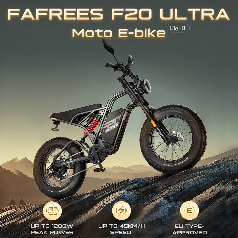 Fafrees F20 Ultra Electric Bike EU L1e-B Certified Version 750W Motor 48V 25Ah Battery 20*5 inch Tires 45km/h Max Speed 14