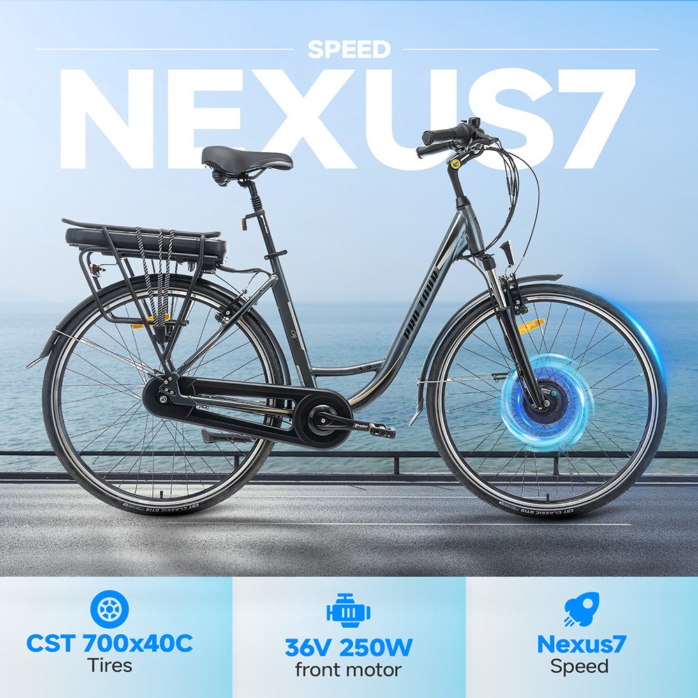 CITY 1 3-20 Electric Bike 250W Motor 37V 14Ah Battery 700*40C Tires 25km/h Max Speed 45km Range Front
