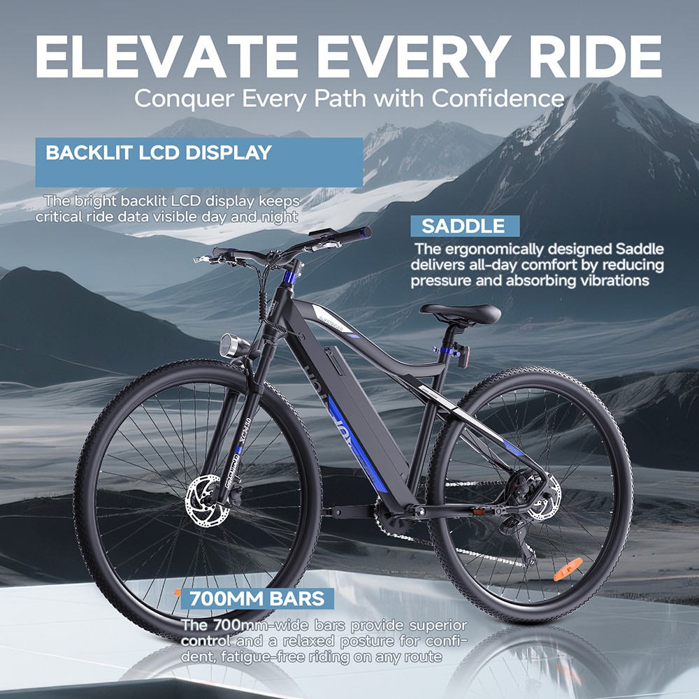 M920 Electric Bike 250W Motor 36V 13Ah Battery 27 5 inch Tires 25km/h Max Speed 60km Range Front