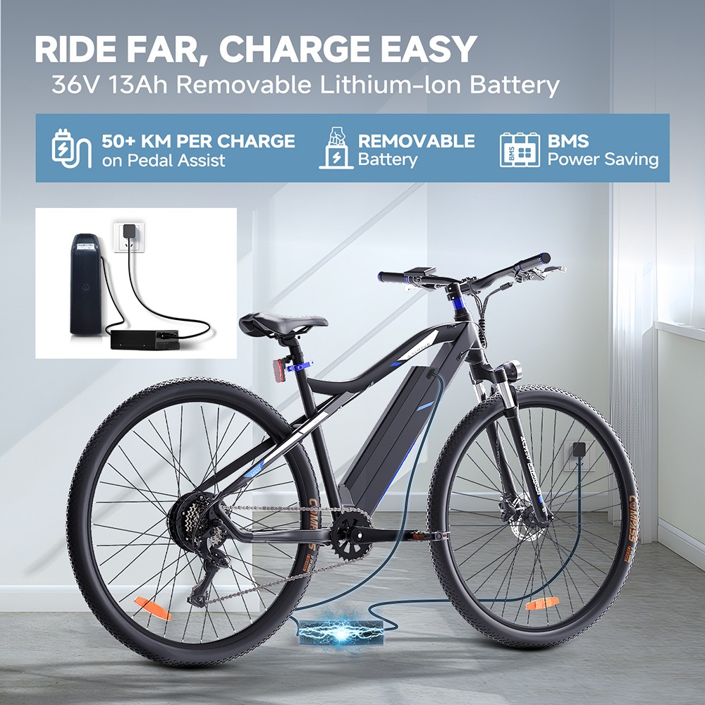 M920 Electric Bike 250W Motor 36V 13Ah Battery 27 5 inch Tires 25km/h Max Speed 60km Range Front