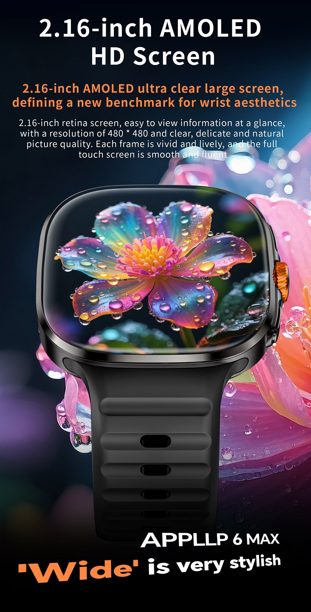 LOKMAT APPLLP 6 MAX Smartwatch 3GB RAM 32GB ROM 2 16 inch AMOLED Screen Supports 4G/5G LTE GPS Positioning